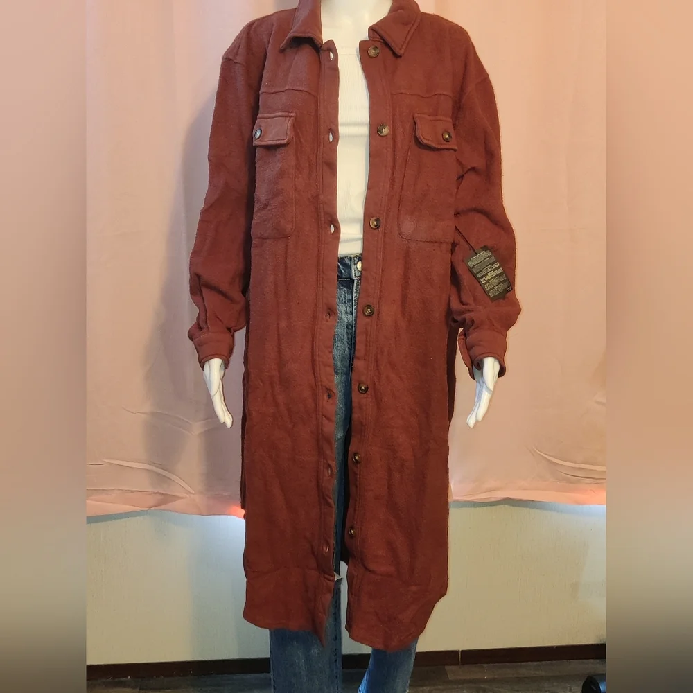 NWT-Longline Dolphin Hem Shacket - Picture 1 of 9